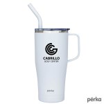 Perka Clayton 20 oz. Double Wall, Stainless Steel Travel Mug - White Perka Clayton 20 oz. Double Wall, Stainless Steel Travel Mug - White