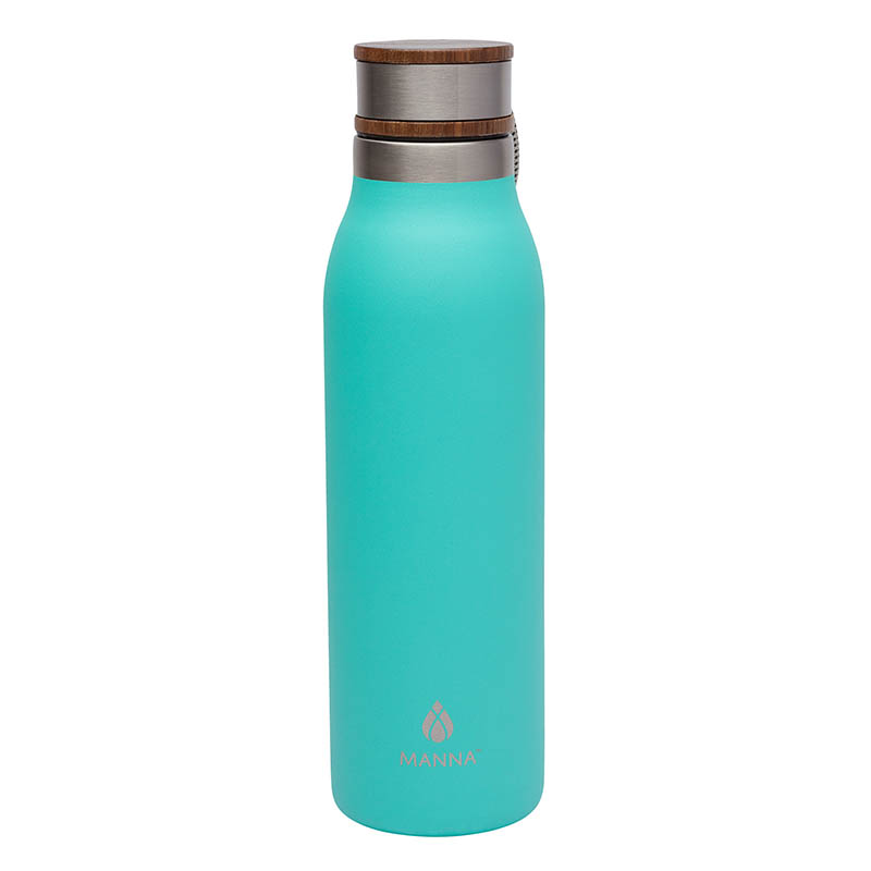 Manna 18 oz. Ascend Stainless Steel Water Bottle w/ Acacia Lid 1