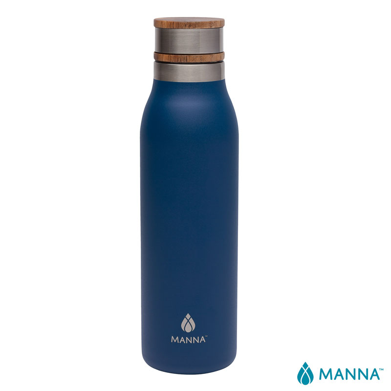 Manna 18 oz. Ascend Stainless Steel Water Bottle w/ Acacia Lid 1