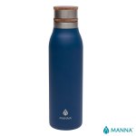 Manna 18 oz. Ascend Stainless Steel Water Bottle w/ Acacia Lid - Navy Manna 18 oz. Ascend Stainless Steel Water Bottle w/ Acacia Lid - Navy