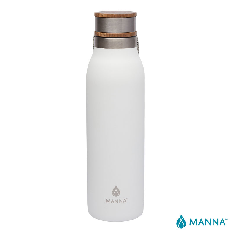 Manna 18 oz. Ascend Stainless Steel Water Bottle w/ Acacia Lid 1