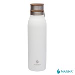 Manna 18 oz. Ascend Stainless Steel Water Bottle w/ Acacia Lid - White Manna 18 oz. Ascend Stainless Steel Water Bottle w/ Acacia Lid - White