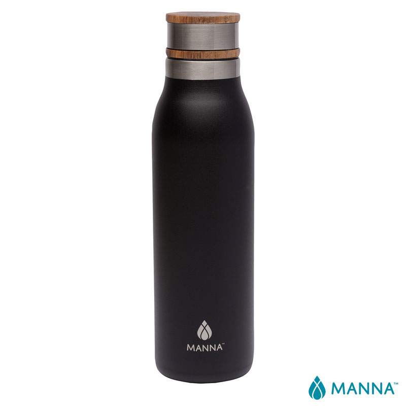 Manna 18 oz. Ascend Stainless Steel Water Bottle w/ Acacia Lid 1
