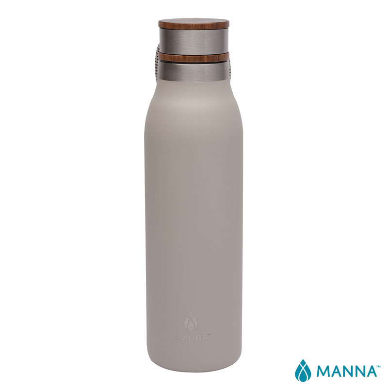 Manna 18 oz. Ascend Stainless Steel Water Bottle w/ Acacia Lid 1
