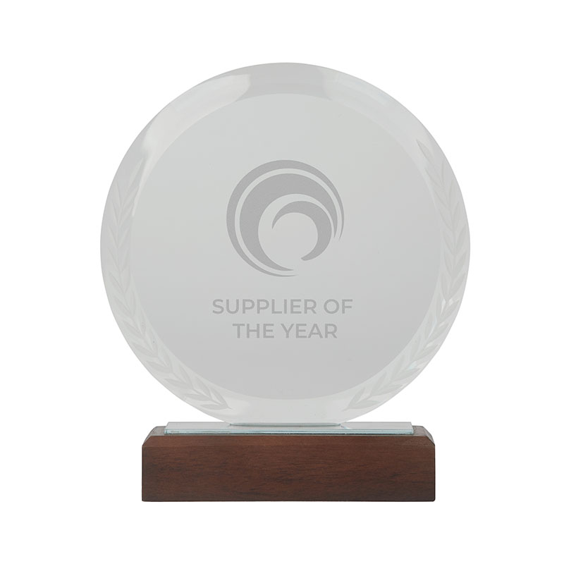 Redondo Crystal Award with Wood Base 1 Redondo Crystal Award with Wood Base 1
