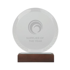 Redondo Crystal Award with Wood Base 1 Redondo Crystal Award with Wood Base 1