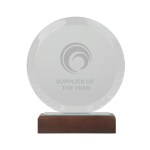 Redondo Crystal Award with Wood Base 1 Redondo Crystal Award with Wood Base 1