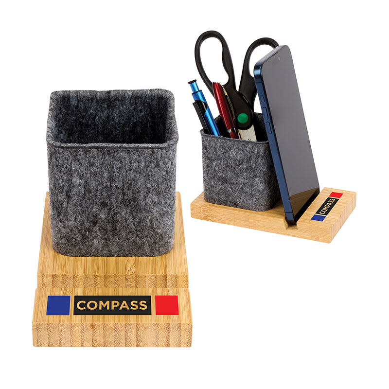 Renton Recycled Felt and Bamboo Pen/Device/Card Holder 1 Renton Recycled Felt and Bamboo Pen/Device/Card Holder 1