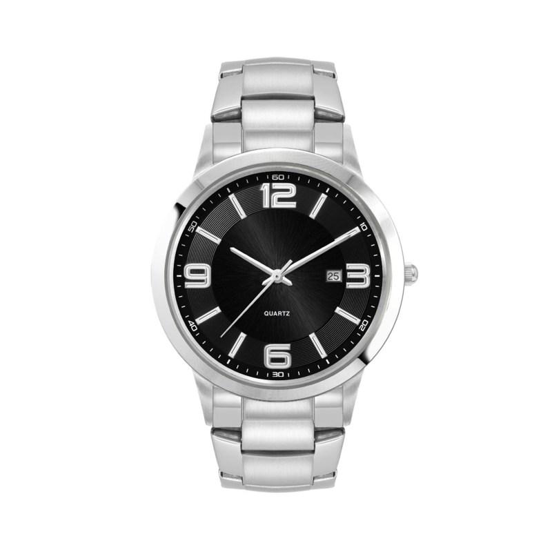 Men%27s Silver Stainless Steel Case Watch Men%27s Silver Stainless Steel Case, Black Sunray Dial, and Bl 1 Men%27s Silver Stainless Steel Case Watch Men%27s Silver Stainless Steel Case, Black Sunray Dial, and Bl 1