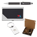 Carbon Fiber Pen, Business Card Case and Chrome Keyring Set 1 Carbon Fiber Pen, Business Card Case and Chrome Keyring Set 1