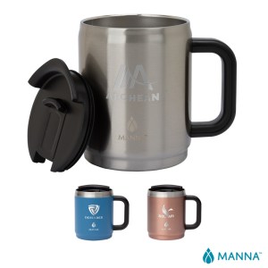 Manna 14 oz. Boulder Stainless Steel Camping Mug w/ Handle 1 Manna 14 oz. Boulder Stainless Steel Camping Mug w/ Handle 1