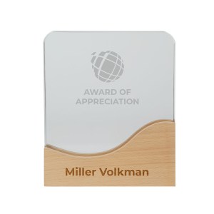 Ola Crystal Award with Wood Base 1 Ola Crystal Award with Wood Base 1