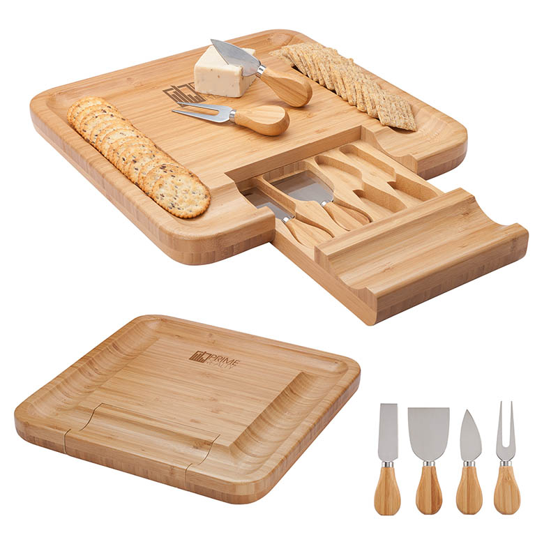 Lorenzi 4-Piece Bamboo Cheese Tray 1 Lorenzi 4-Piece Bamboo Cheese Tray 1