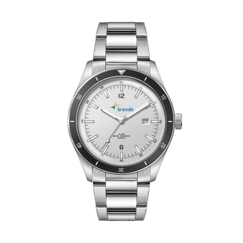 41mm, Ss, Silver Case, Bk Bezel, 3-Hand Mvt, Dte 1 41mm, Ss, Silver Case, Bk Bezel, 3-Hand Mvt, Dte 1