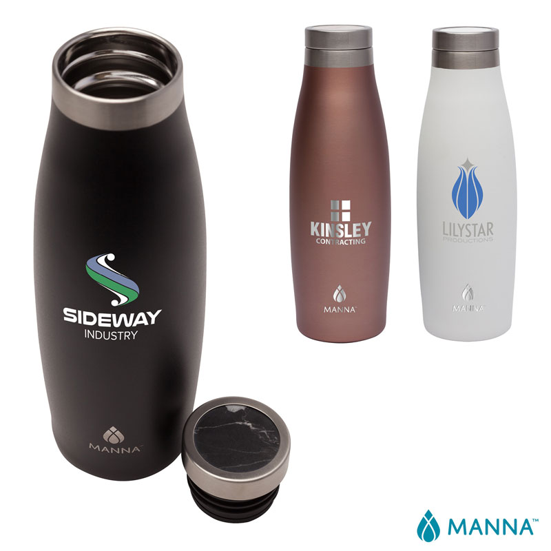 Manna 18 oz. Oasis Stainless Steel Water Bottle w/ Marble Lid 1