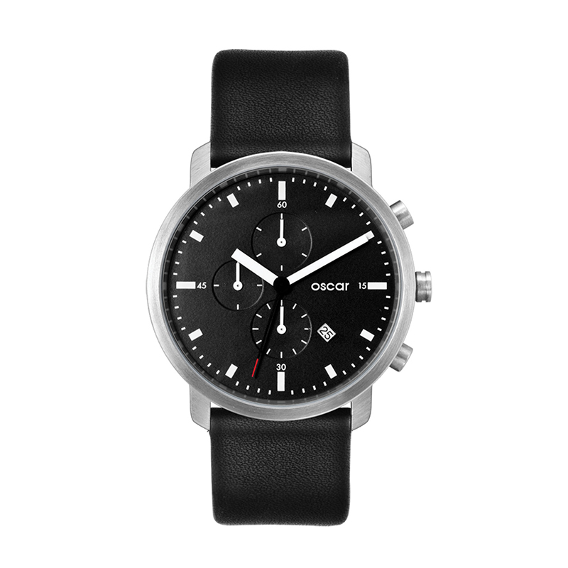 Wc8318 44mm Steel Matte Silver Case, Chronograph Mvmt, Black Dial, Dte Display, Leather Strap, Flat 1 Wc8318 44mm Steel Matte Silver Case, Chronograph Mvmt, Black Dial, Dte Display, Leather Strap, Flat 1