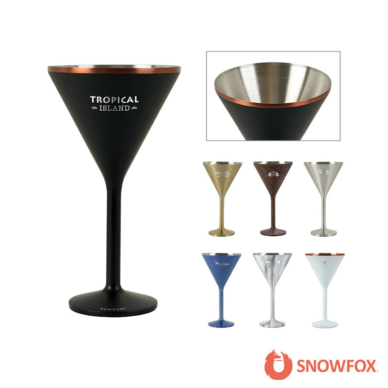 Snowfox 8 oz. Double Wall Steel Stemmed Martini Glass 1