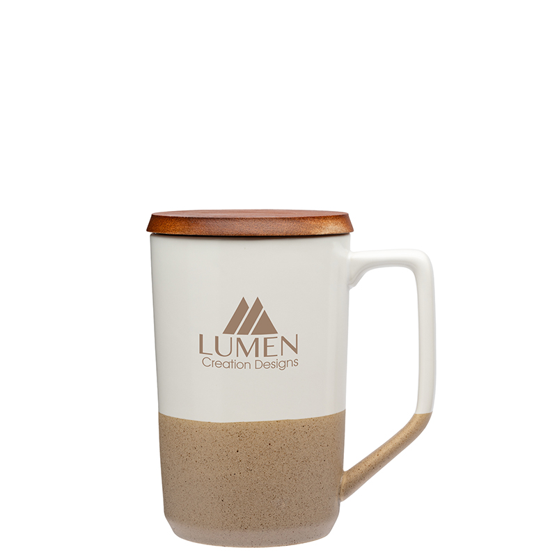 Mogiana 15 oz. Two-Tone Ceramic Mug w/ Wood Lid 1