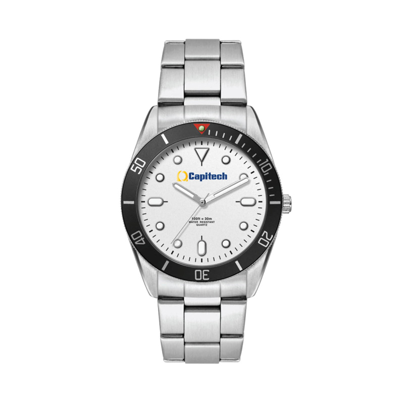 34mm, Silver Metal Case, Bk Bezel, 3-Hand Mvt 1 34mm, Silver Metal Case, Bk Bezel, 3-Hand Mvt 1