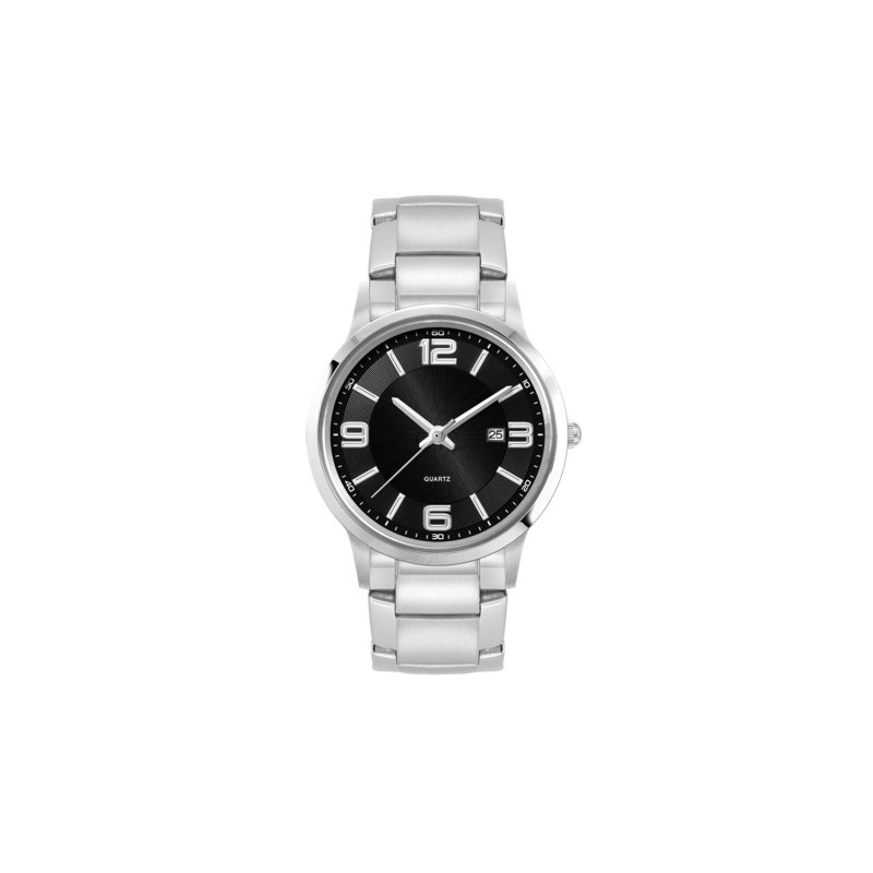 Ladies Black Case Watch Ladies Silver Stainless Steel Case, Black Sunray Dial, and Silver Stainless 1 Ladies Black Case Watch Ladies Silver Stainless Steel Case, Black Sunray Dial, and Silver Stainless 1