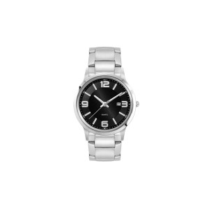 Ladies Black Case Watch Ladies Silver Stainless Steel Case, Black Sunray Dial, and Silver Stainless 1 Ladies Black Case Watch Ladies Silver Stainless Steel Case, Black Sunray Dial, and Silver Stainless 1