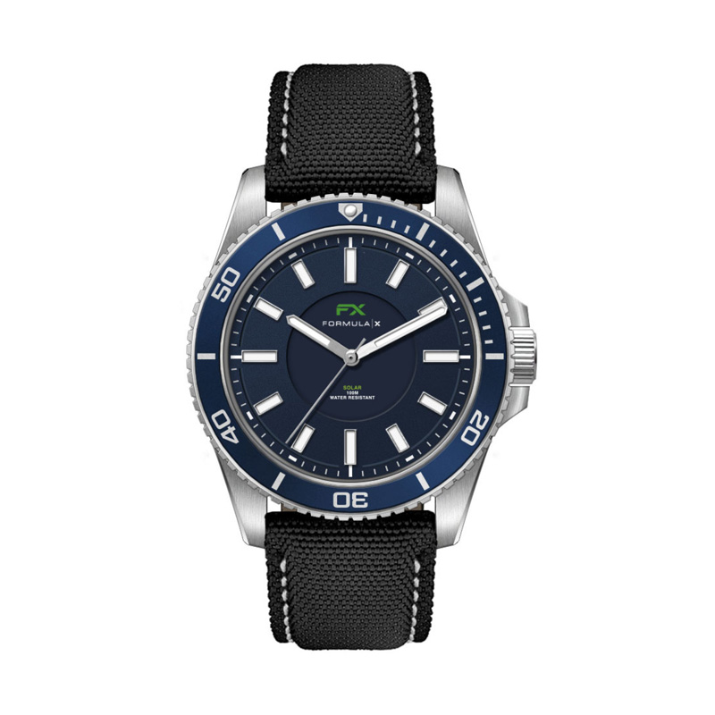 42.5mm, Ss, Silver Case, Bl Bezel, 3-Hand "Solar" Mvt 1 42.5mm, Ss, Silver Case, Bl Bezel, 3-Hand "Solar" Mvt 1