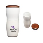 Tarrazu 12 oz. Double Wall Ceramic Tumbler w/ Wood Lid 1 Tarrazu 12 oz. Double Wall Ceramic Tumbler w/ Wood Lid 1