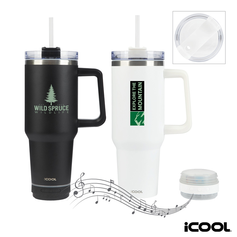iCOOL Borrego 40 oz. Double Wall, Stainless Steel Travel Mug with Speaker 1 iCOOL Borrego 40 oz. Double Wall, Stainless Steel Travel Mug with Speaker 1