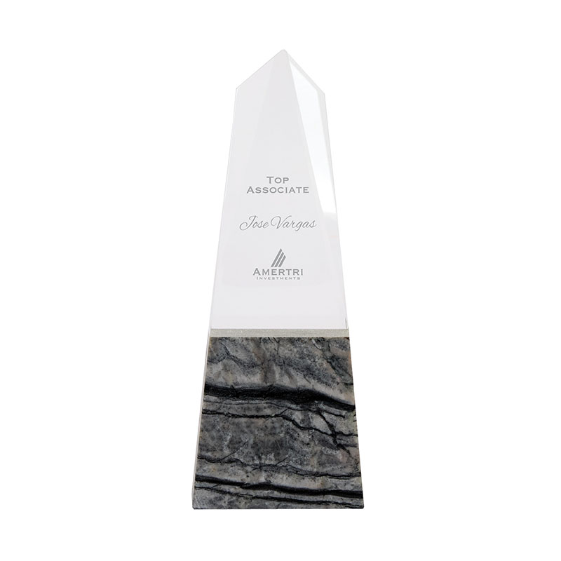 Deneb Crystal Obelisk with Marble Base 1 Deneb Crystal Obelisk with Marble Base 1