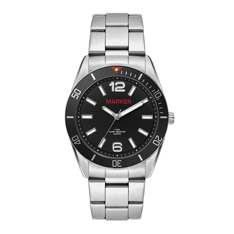 Wc5187 22mm Metal Matte Silver Case, 3 Hand Mvmt, Black Dial, Bk Rotating Bezel, Silver Bracelet, Fl 1 Wc5187 22mm Metal Matte Silver Case, 3 Hand Mvmt, Black Dial, Bk Rotating Bezel, Silver Bracelet, Fl 1