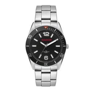 Wc5187 22mm Metal Matte Silver Case, 3 Hand Mvmt, Black Dial, Bk Rotating Bezel, Silver Bracelet, Fl 1 Wc5187 22mm Metal Matte Silver Case, 3 Hand Mvmt, Black Dial, Bk Rotating Bezel, Silver Bracelet, Fl 1