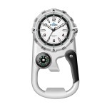 Wc8227 41mm Metal Matte Silver Pocket Watch, 3 Hand Mvmt, White Dial, Compass, Carabiner 1 Wc8227 41mm Metal Matte Silver Pocket Watch, 3 Hand Mvmt, White Dial, Compass, Carabiner 1