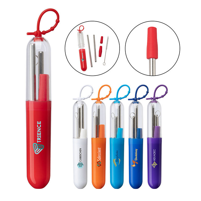 Paloma 5-Piece Stainless Steel Straw Set 1