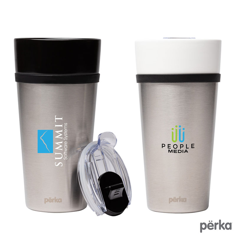 Perka Linden 14 oz. Double Wall Ceramic Tumbler w/ Stainless Steel Outer 1 Perka Linden 14 oz. Double Wall Ceramic Tumbler w/ Stainless Steel Outer 1