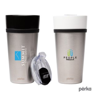 Perka Linden 14 oz. Double Wall Ceramic Tumbler w/ Stainless Steel Outer 1 Perka Linden 14 oz. Double Wall Ceramic Tumbler w/ Stainless Steel Outer 1