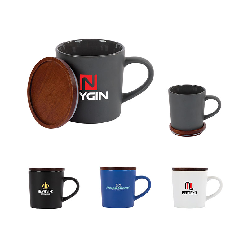 Copenhagen 16 oz. Ceramic Mug w/ Wood Lid 1