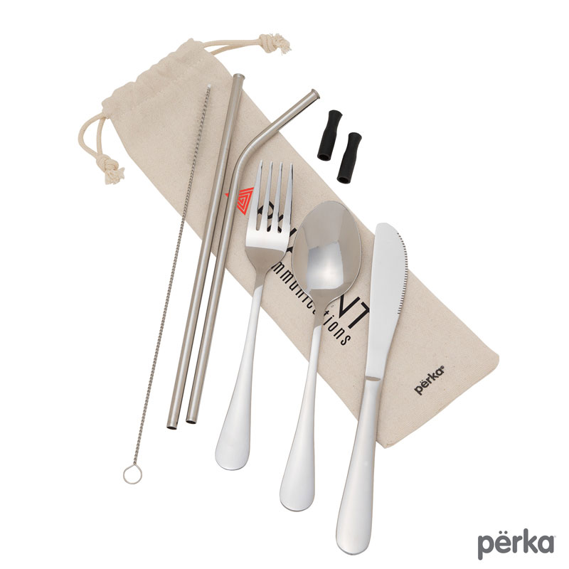 Perka Castellana 6-Piece Steel Straw & Utensil Set 1 Perka Castellana 6-Piece Steel Straw & Utensil Set 1