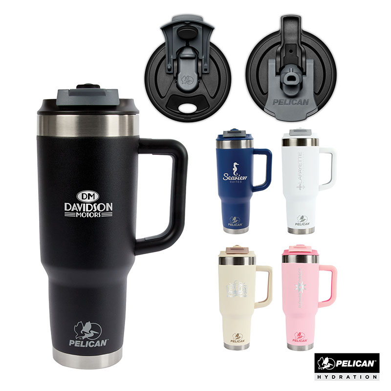 Pelican Porter Dual 40 oz. Dual Lid, Recycled Double Wall Stainless Steel Travel Tumbler 1