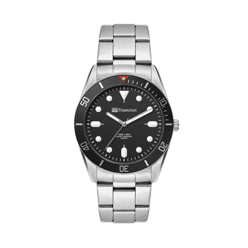 34mm, Silver Metal Case, Bk Bezel, 3-Hand Mvt 1 34mm, Silver Metal Case, Bk Bezel, 3-Hand Mvt 1