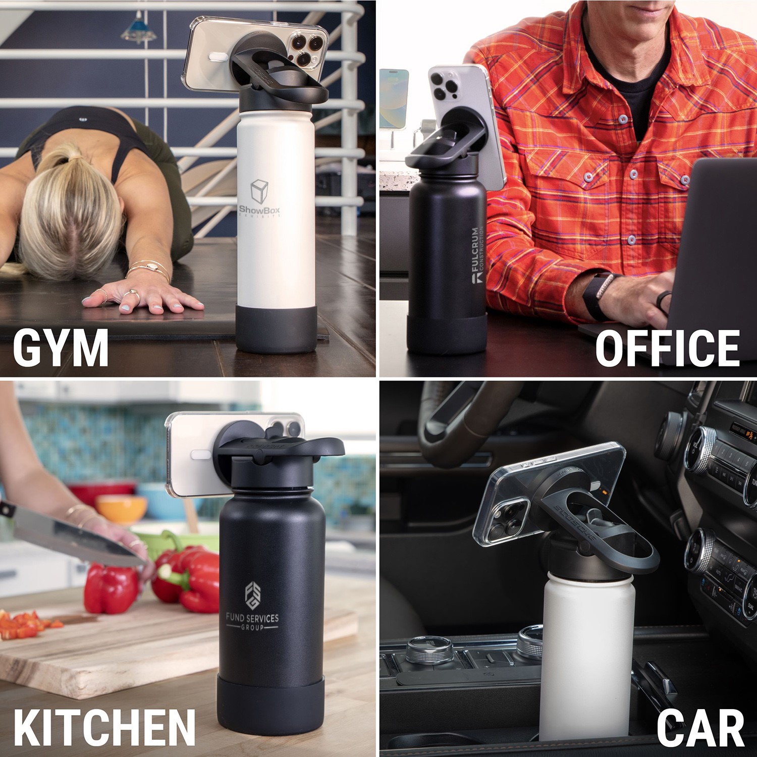 Scosche® MagicMount? Flask 22 oz. Insulated Bottle With Phone Mount 1