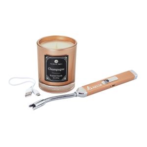 Zippo® Rose Gold Rechargeable Candle Lighter & 8 oz Champagne Candle Gift S 1 Zippo® Rose Gold Rechargeable Candle Lighter & 8 oz Champagne Candle Gift S 1