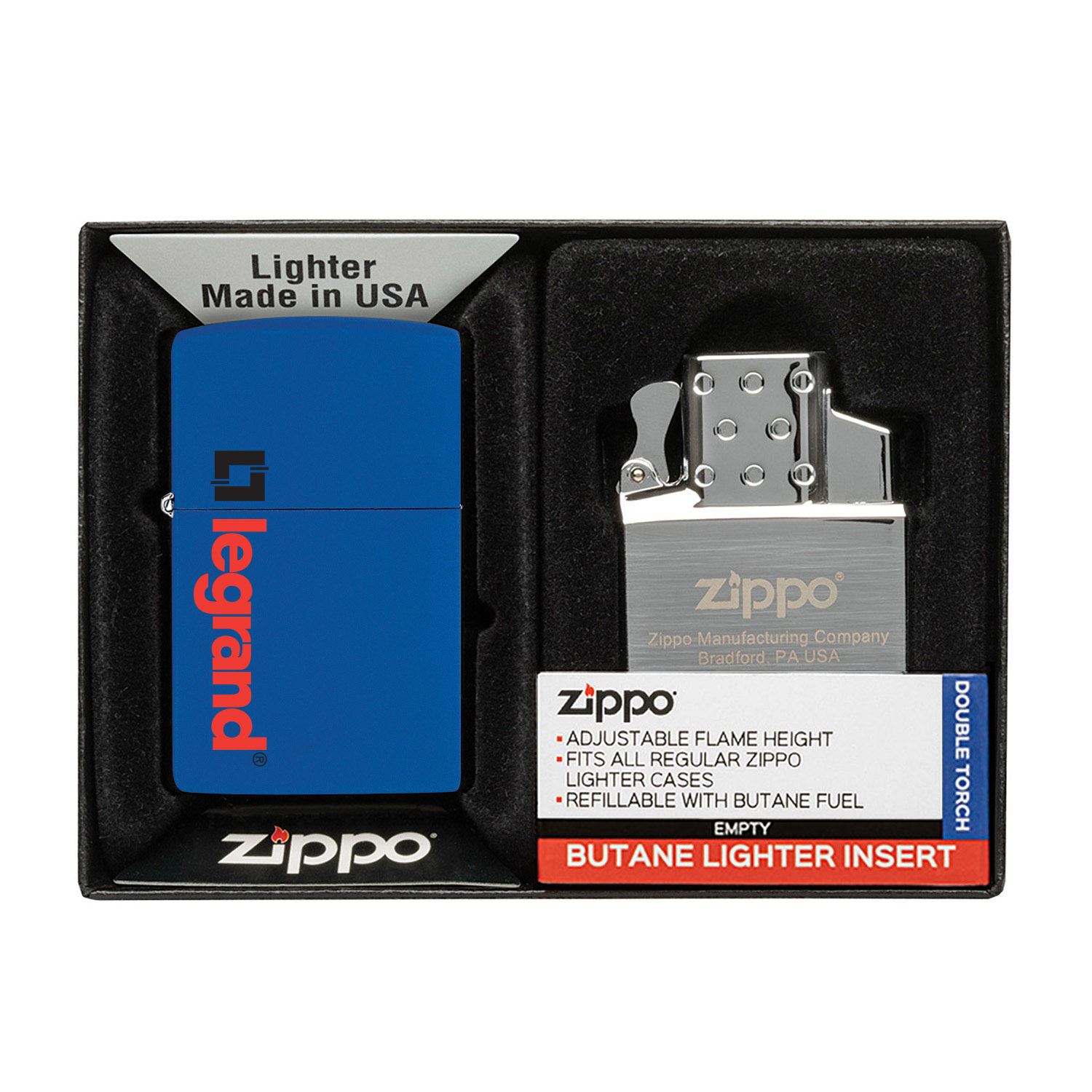 Matte Zippo® Lighter & Double Butane Insert Gift Set 1