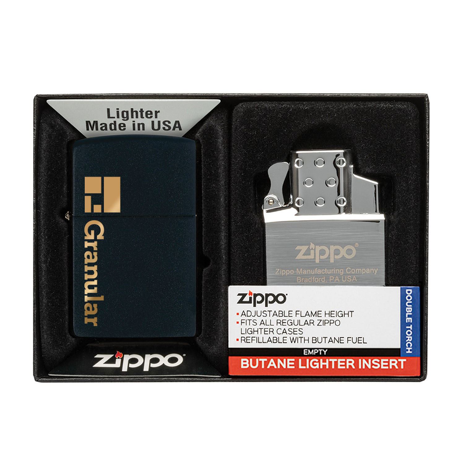 Matte Zippo® Lighter & Double Butane Insert Gift Set 1