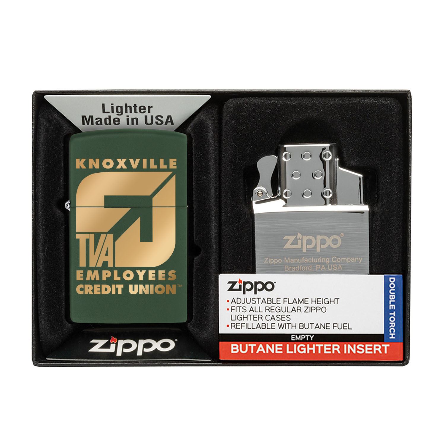 Matte Zippo® Lighter & Double Butane Insert Gift Set 1
