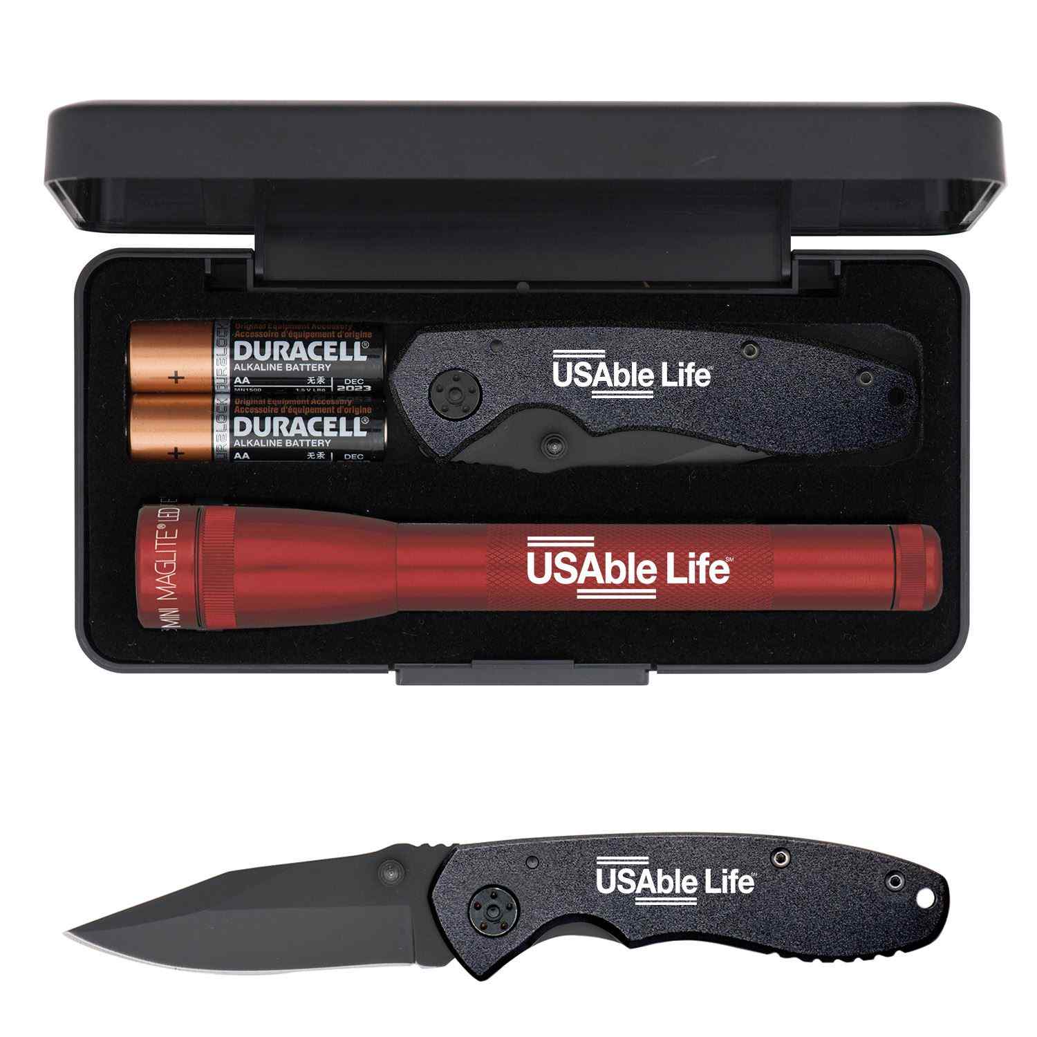 "AA" LED Mini Maglite® With Warhawk Pocket Knife 1