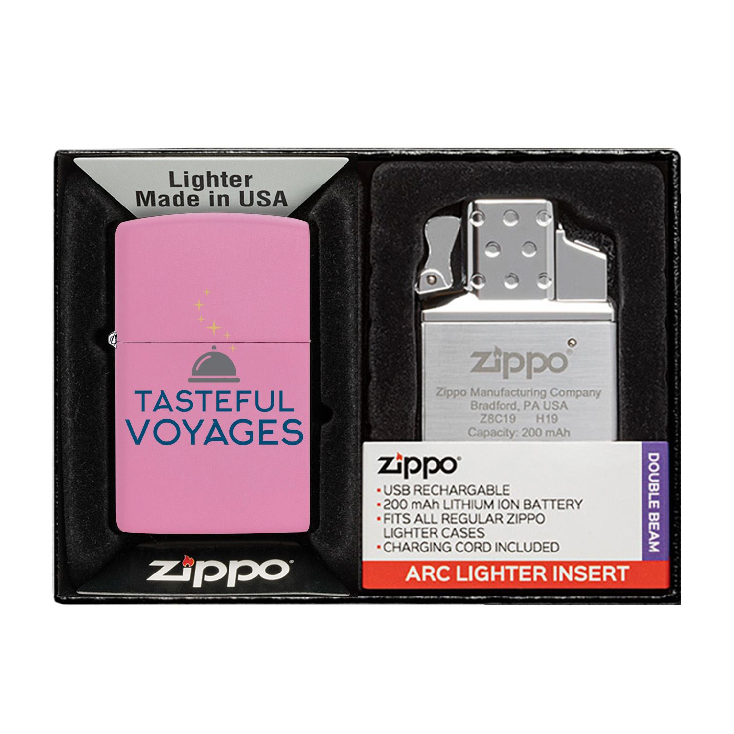 Matte Zippo® Lighter & Rechargeable Electric Lighter Insert Gift Set 1
