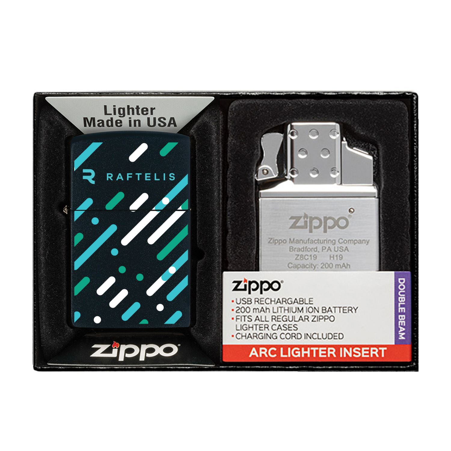 Matte Zippo® Lighter & Rechargeable Electric Lighter Insert Gift Set 1