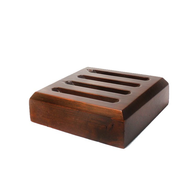 Dark Wood Slotted Stand (Holds 4 Round Coasters) 1 Dark Wood Slotted Stand (Holds 4 Round Coasters) 1