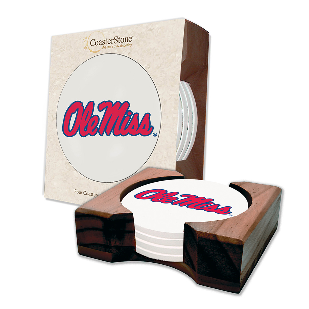 Dark Wood Stand Bundled w/ 4 Round Coasters 1