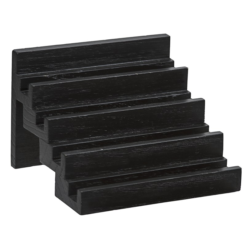 Black Wood Stairstep Square coaster holder 1 Black Wood Stairstep Square coaster holder 1